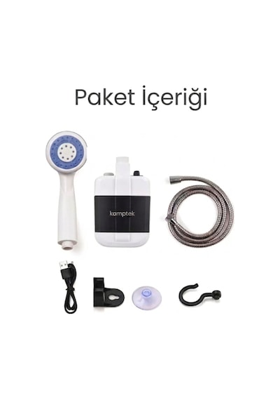 Şarjlı Taşınabilir Kamp Karavan Doğa Duş Seti Doğa Şarjlı Duş Başlık Seti Siyah