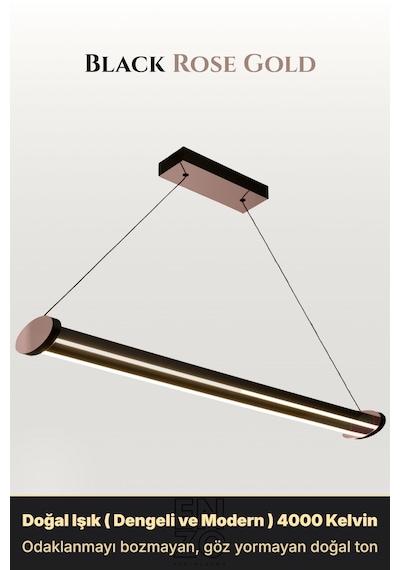 Mira Rose Gold Lineer Led Sarkıt Avize Kumandalı Dim Edilebilir Aşağı Işık Doğal Işık