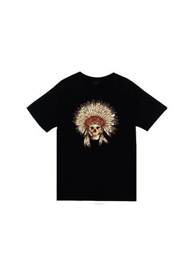 Kızılderili Baskılı T-shirt SIYAH