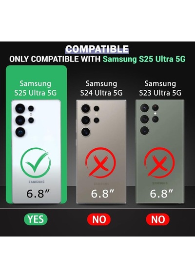 Samsung Galaxy S25 Ultra İle Uyumlu Kılıf Magsafe Şarj Özellikli Şeffaf Tek Kamera Çerçeveli Kapak