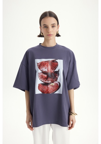 Mai Studıos Mai Studios Co. Pomelo Oversize Füme T-shirt Füme