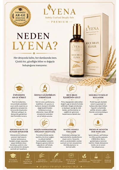 Lyena Premium Rice Bran Elixir Pirinç Kepeği Yağı Cilt Bakım Serumu 50 Ml Pürüzsüz Ve Dengeli Görünüm Destekleyici