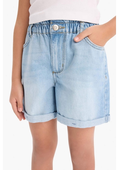 Defacto Kız Çocuk Paperbag Jean Şort B8113a825smnm39 Mavi