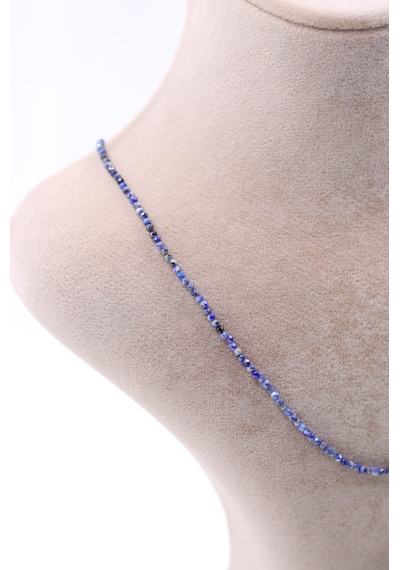 Lapis Lazuli Taşı Doğal Taş Kolye Bileklik Seti Fasetli Kesim 2-3 Mm Lacivert