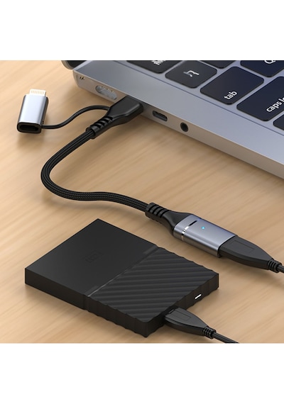 Microcase 2'si 1 Arada Type-c Lightning To Usb 3.0 Otg Kablo - Apple iOS Ve Android Uyumlu Dönüştürücü-al5823 Siyah