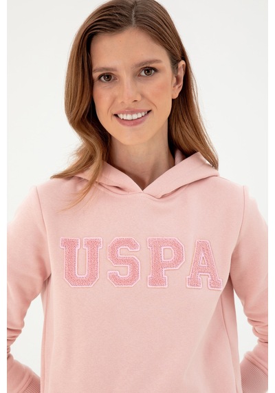 U.S. Polo Assn. Kadın Toz Pembe Basic Kapüşonlu Sweatshirt 50296931-VR050 U.S. Polo Assn. Kadın Toz Pembe Basic Kapüşonlu Sweatshirt 50296931-VR050