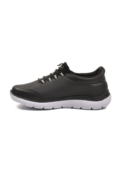 Walkway Siyah Beyaz Bilekten Lastikli Erkek Spor Ayakkabı Flexible Pu M Siyah - Beyaz