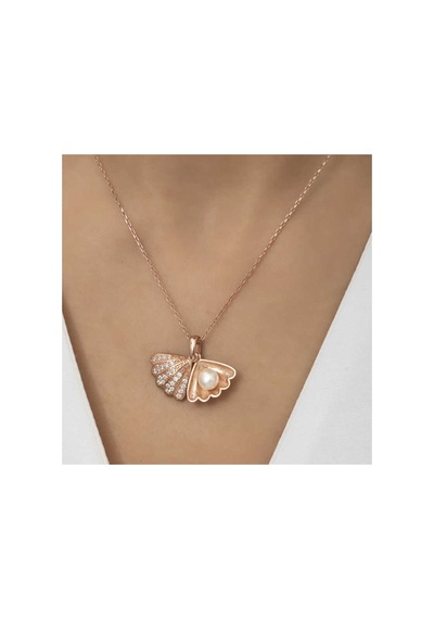 Gümüş Rose İncili İstiridye Kolye Çok Renkli Çok Renkli
