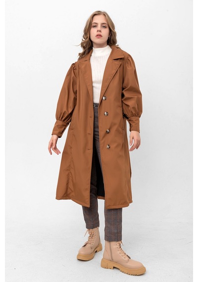 Pastelastore Kadın Balon Kol Yırtmaçlı Düğmeli Kuşaklı Oversize Uzun Mevsimlik Trençkot 2113 Taba Pastelastore Kadın Balon Kol Yırtmaçlı Düğmeli Kuşaklı Oversize Uzun Mevsimlik Trençkot 2113 Taba