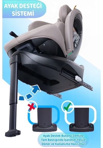 Prego Omegafix Alarmlı 360 Derece Dönebilen I-Size 0-36 kg Oto Koltuğu