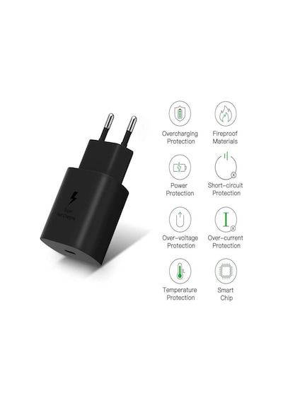 Samsung Galaxy A72 Uyumlu Android Type-C Ultra Hızlı Şarj Cihazı / Şarj Aleti 22.5W 3.0 Amper (Şarj Başlığı Adaptör)