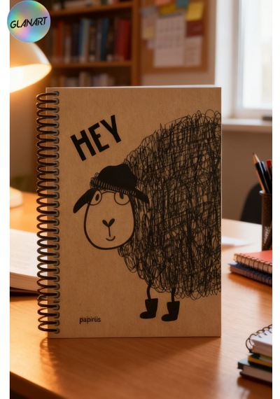 Spiralli 100 Yaprak Kareli Orta Boy Sert Kapak Defter Kraft Kağıt 16x23 Cm