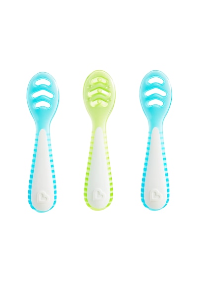 Munchkin Gentle Dip İlk Bebek Kaşığı 3'lü Set 4 Ay+ Aşamalı Beslenme Bpa İçermez Unisex Mavi-yeşil Mavi - Yeşil