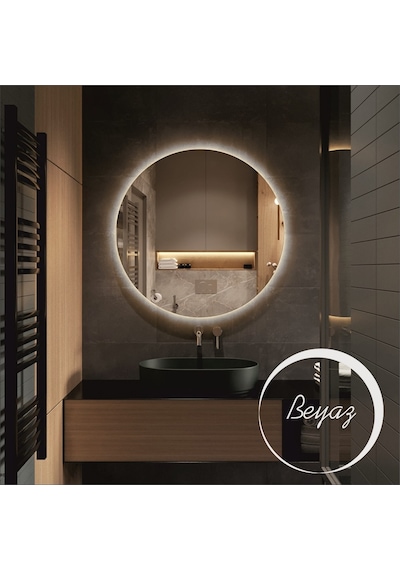 Dekoratif Led Işıklı Yuvarlak Banyo Ve Konsol Aynası Şeffaf