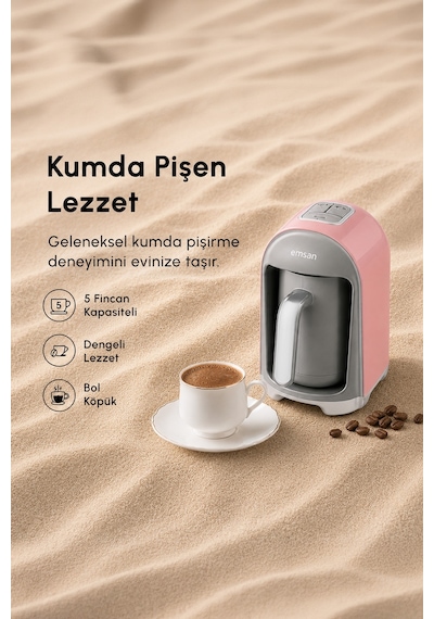 Emsan Kumda Türk Kahve Makinesi Pearly Pink