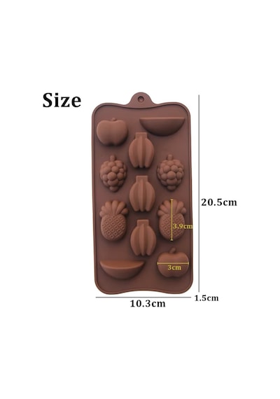 Silikon Çikolata Kalıbı 3d Meyveler Kahverengi