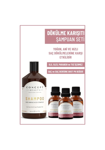 Concept Beauty Dökülme Karşıtı Şampuan 240 ML + Hair Loss Shot 3 x 20 ML