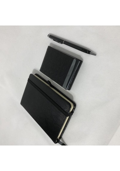 Siyah Vip Set - 9X14 Not Defteri - Touch Pen Tükenmez