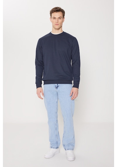 AC&Co / Altınyıldız Classics Standart Fit Normal Kesim Pamuk Bisiklet Yaka Erkek Sweatshirt Lacivert