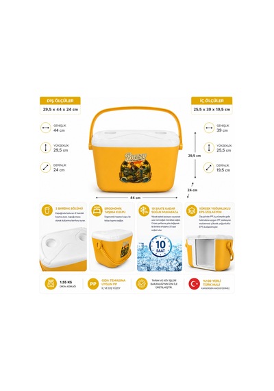 20 Lt Buzzy Retro Buzluk Termos 1179 Cooler Box -395 Sarı