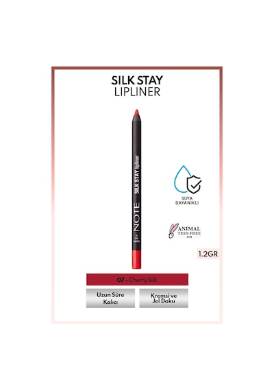 Note Cosmetics Silk Stay Lipliner Suya Dayanıklı İpeksi Dudak Kalemi - 07 Cherry Silk - Kırmızı