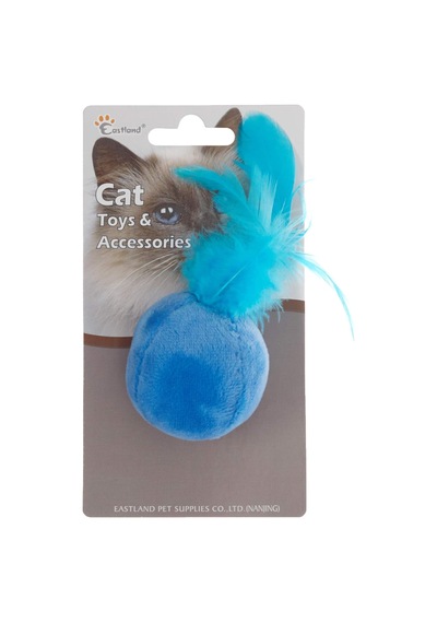 Beeztees Eastland 551157 Kedi Otlu Tüylü Top Oyuncak, 4.5 Cm, Karışık Renkli
