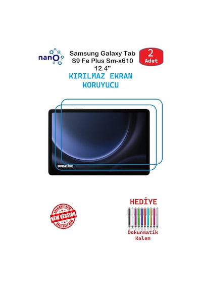 Samsung Galaxy Tab Uyumlu S10+ 12.4"için Nano Ekran Koruyucu 9h Esnek 2 Adet