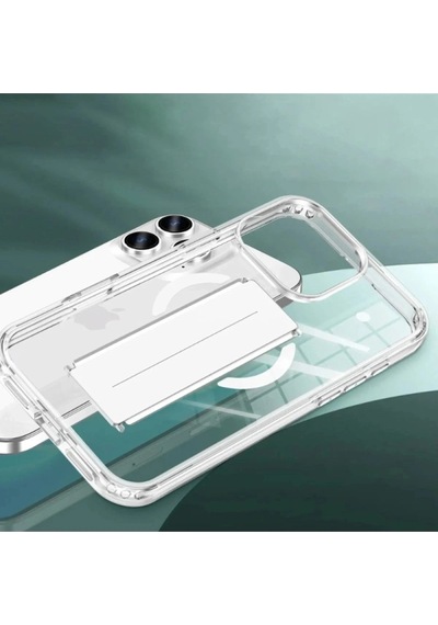 Durukar Apple, Uyumlu iPhone 16 Kılıf Alfa Magsafe Standlı Kapak - Şeffaf