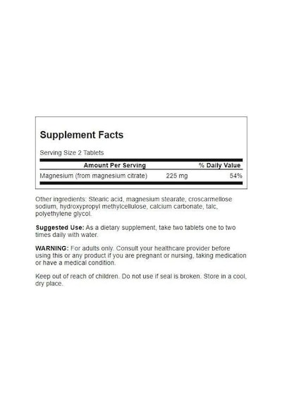 Swanson Magnesium Magnezyum Citrate Bone Health- Super Strength 112.5 Mg 240 Tabs