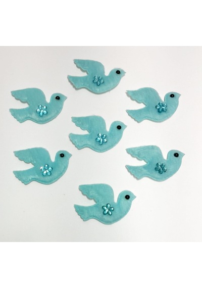Güvercin Mavi Süsleme Kumaş Sticker 25 Adet Mavi