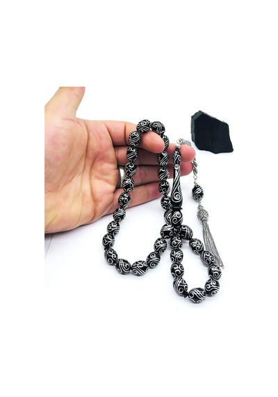 Özel Usta İşçilikli Erzurum Oltu Taşı Tesbih 10.5 X 13.5 Mm