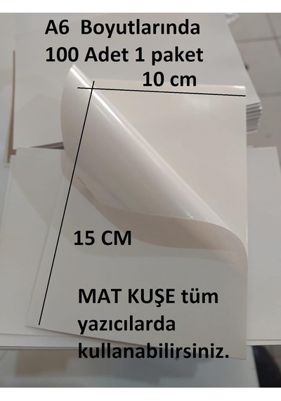 Lexroo A6 Etiket Tüm Yazıcılar İçin 100 Adet Mat Kuşe Yapışkanlı Etiket -10x15 Cm -a6 Boş Standart