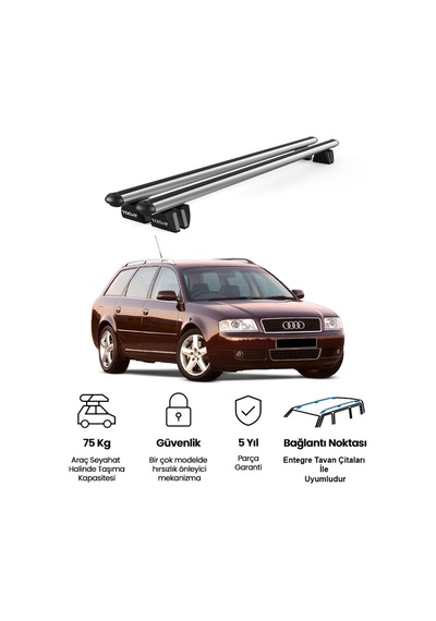 Pençe Audi A6 Allroad 2000-2005 Uyumlu Gri Ara Atkı Port Bagaj Tavan Barı