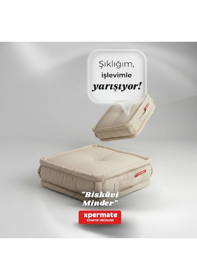 Xpermate Bisküvi Minder Petek Önü Fransız 45x45x14 Bej