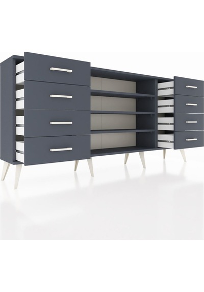 Arges Konsol 3 Raflı 8 Çekmeceli 176x30x83 Antrasit-antrasit/antrasit Antrasit/antrasit Arges Konsol 3 Raflı 8 Çekmeceli 176x30x83 Antrasit-antrasit/antrasit Antrasit/antrasit