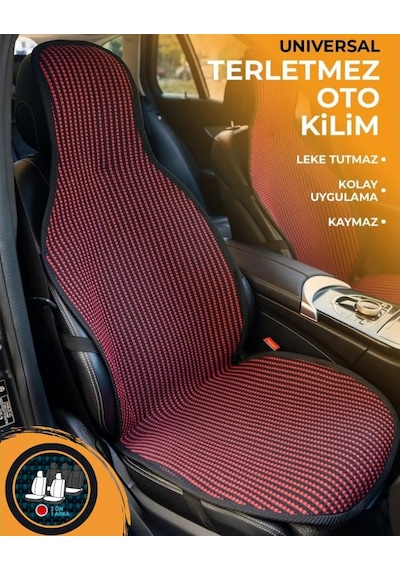 Oto Koltuk Koruyucu Kılıf Terletmez Kilim Seti 2 Ön+1 Arka 3lü Set Universal Kırmızı