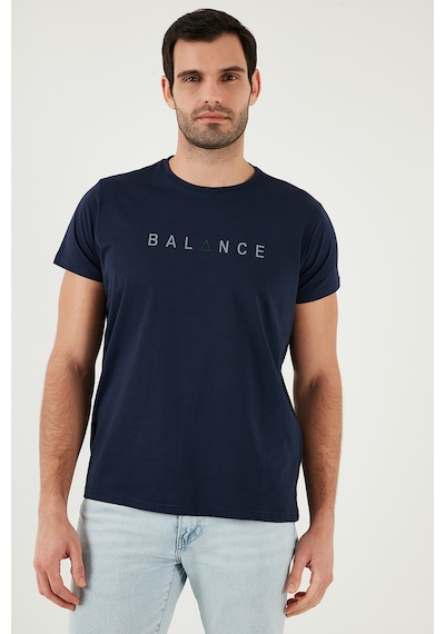 Buratti Pamuklu Slim Fit Bisiklet Yaka Erkek T Shirt 541Balance Açık Lacivert