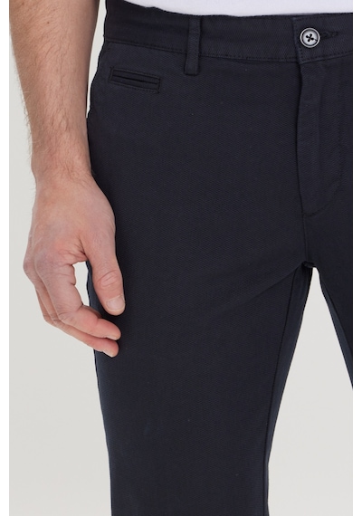 AC&Co / Altınyıldız Classics Erkek Sıyah Slim Fit Dar Kesim Yan Cepli Pamuklu Esnek Armürlü Pantolon Siyah