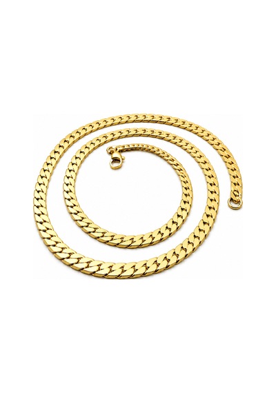 Gümüş Kaplama 316 L Paslanmaz Çelik Kz-101 Ezme Gurmet Sık Örme İtalyan Model Zincir Kolye 5 Mm Gold Altın