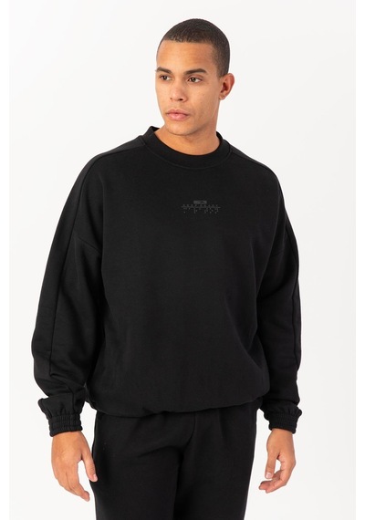 Maraton Sportswear Oversize Erkek Bisiklet Yaka Uzun Kol Basic Siyah Sweatshirt 21822-siyah Siyah