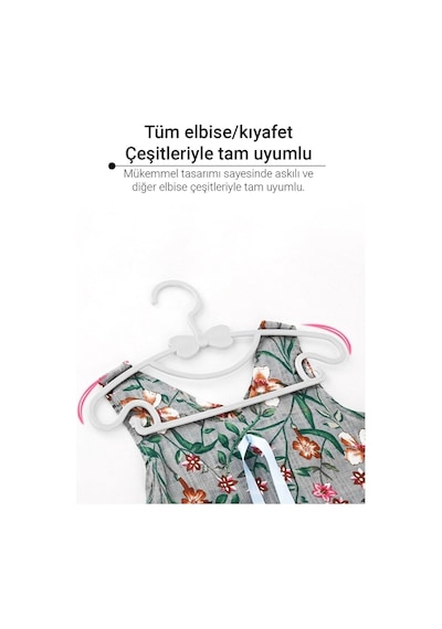 Morpanya Sweet 12 Adet Beyaz Bebek Elbise Askısı Fiyonklu Kelebek Bebek Ço Beyaz