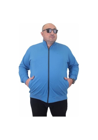 Starbattal Büyük Beden Basic Mevsimlik Fermuarlı Sweatshirt 22750 Saks-Saks Saks Mavi