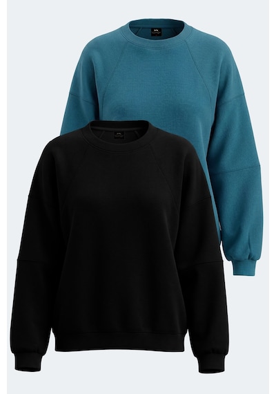 Slazenger Vıa 2 Li Set Kadın Sweatshırt Siyah - Petrol