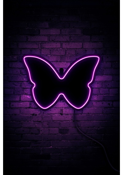 Kelebek Neon Led Duvar Aydınlatması & Dekoru & Gece Lambası Pembe Pembe