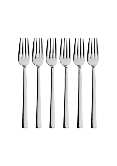 Gümüş Tatlı Çatalı Seti, Paslanmaz Çelik, 16 Cm, Metalik, Titanyum Kaplama, 6 Adet Diğer
