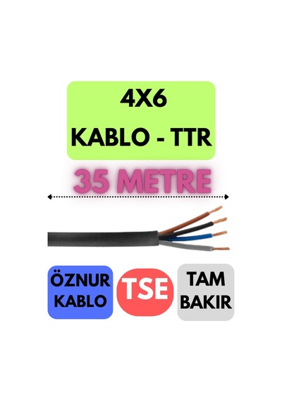 Öznur 4x6 Ttr Kablo Metre Seçenekli Siyah - 35 Metre