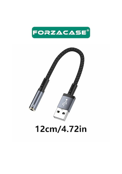 Forzacase Usb-a Girişli Telefonlarla Uyumlu Kablolu Kulaklık Çevirici Jack Aux Çevirici - Fc1181 Siyah