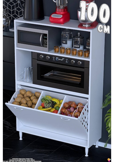 Nixa 100 Cm Çok Amaçlı Mutfak Banyo Kiler Dolabı - Sepetli Mikrodalga Ve Fırın Bölmeli 100x150x32 Cm Beyaz Nixa 100 Cm Çok Amaçlı Mutfak Banyo Kiler Dolabı - Sepetli Mikrodalga Ve Fırın Bölmeli 100x150x32 Cm Beyaz