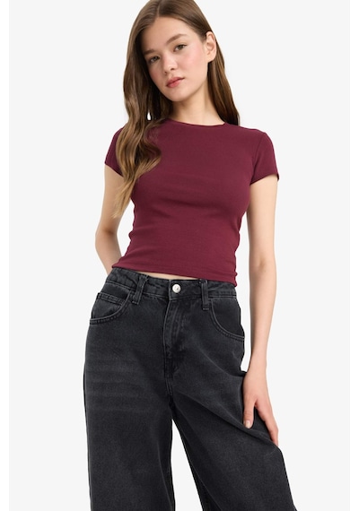 Defacto Coool Fitted Ribana Kısa Kollu Tişört E0288ax25aubr98 Bordo