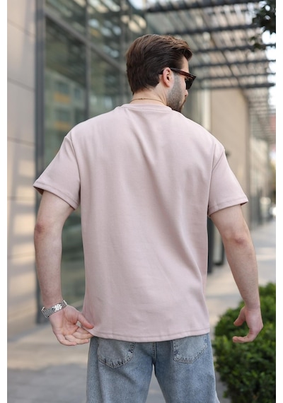 Madmext Camel Dikiş Detaylı Regular Fit Erkek Tişört E7183